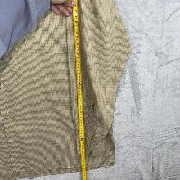 Ermenegildo Zegna Dress Shirt Beige Micro Check 100% Cotton Sz XXL Luxury Made - Picture 10 of 11